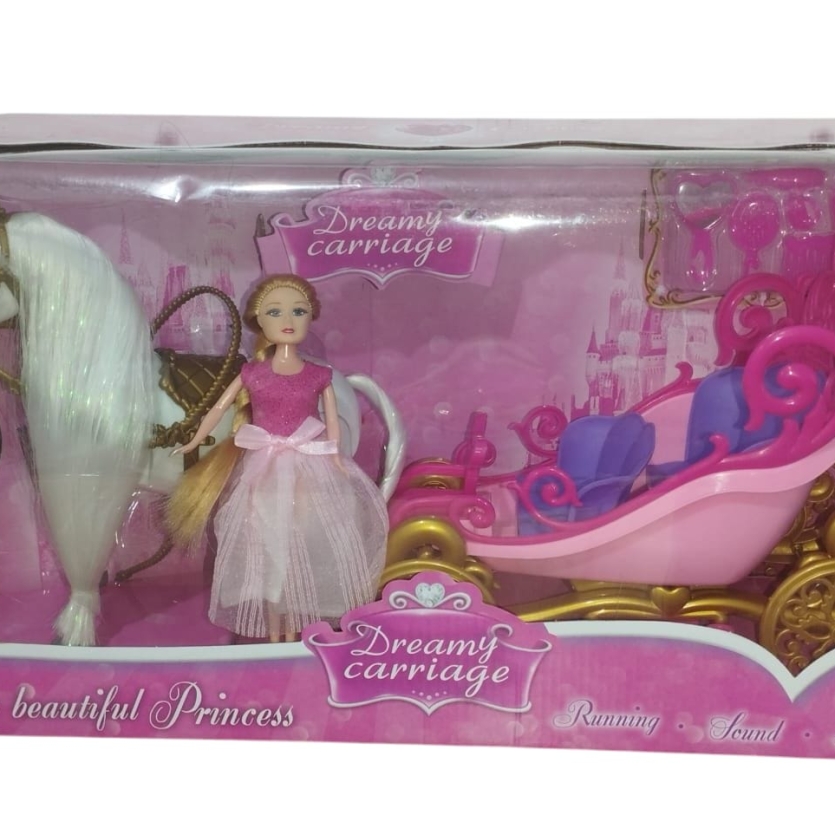 Boneca Princesa com Cavalo e Carruagem Mágica – Luz, Som e Movimento