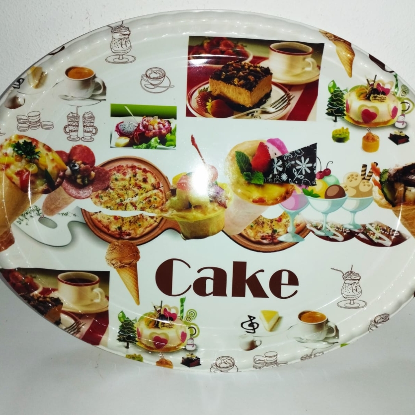 Bandeja Plástica Decorada Cake – Oval
