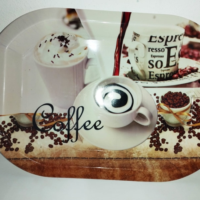 Bandeja Plástica Decorada Coffe – Oval