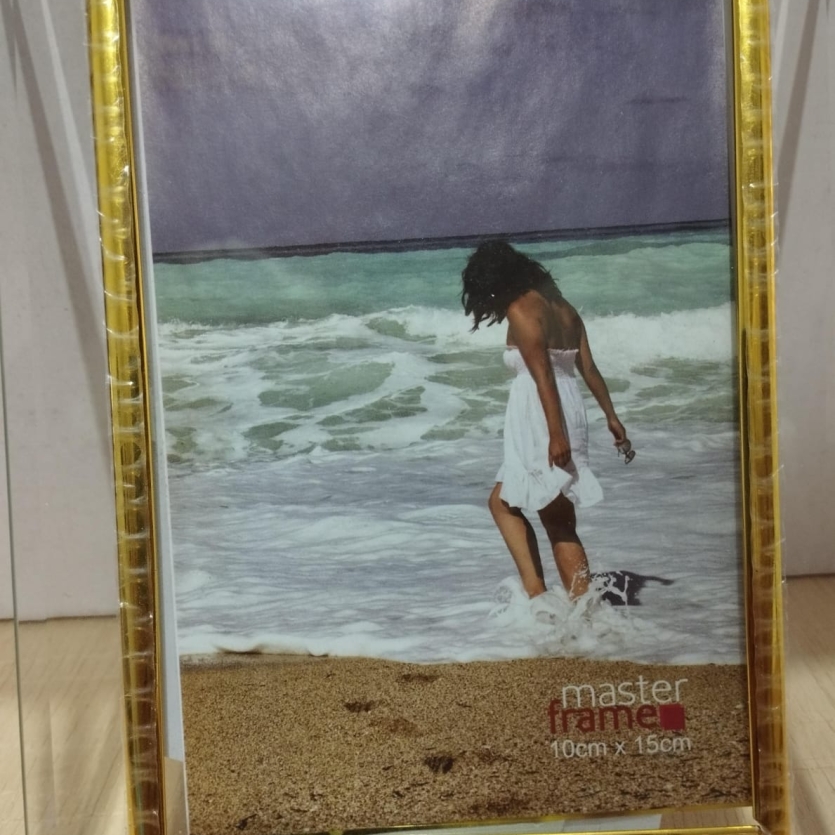 Porta-retrato de Vidro em Pé Dourado