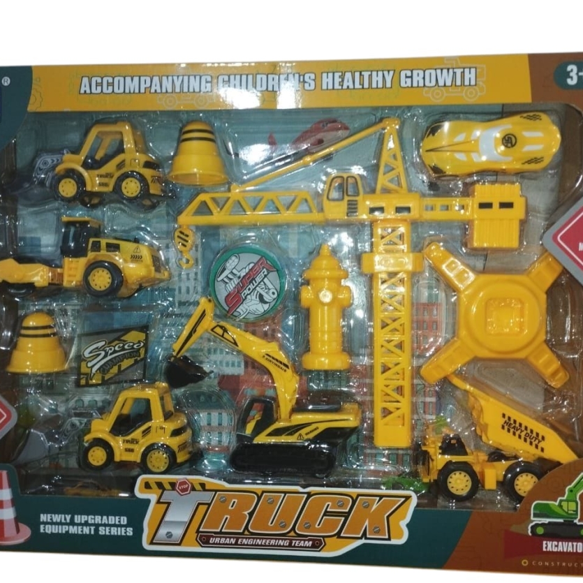 Kit Caminhões Brinquedo Construção Infantil Escavadeira Guindaste Caminhão Engenharia Truck
